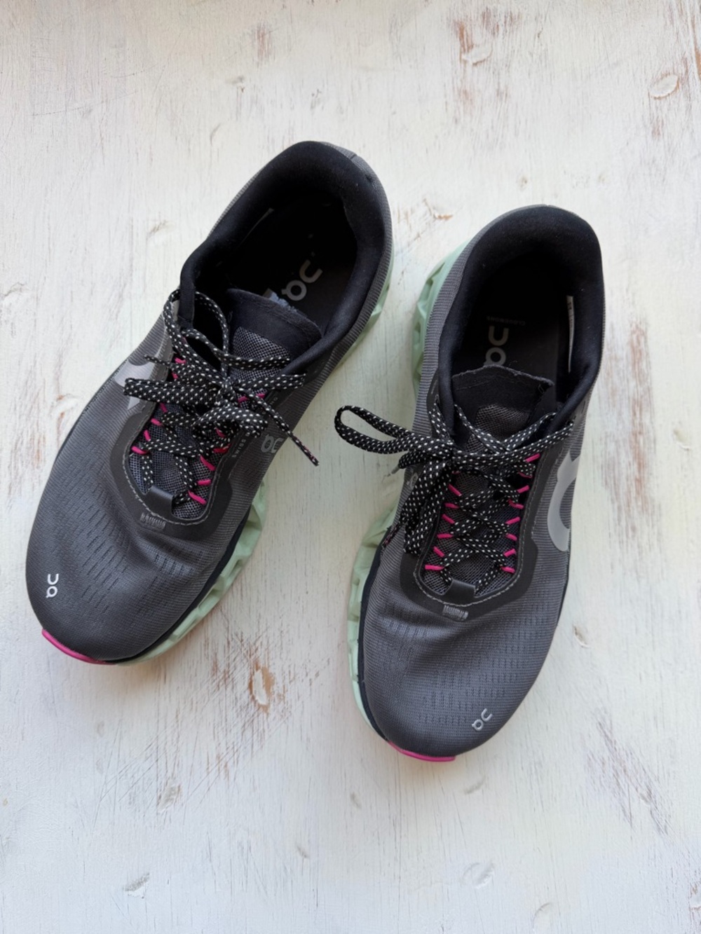On Running Women's Cloud Running Shoes - Black with Mint and Pink accents